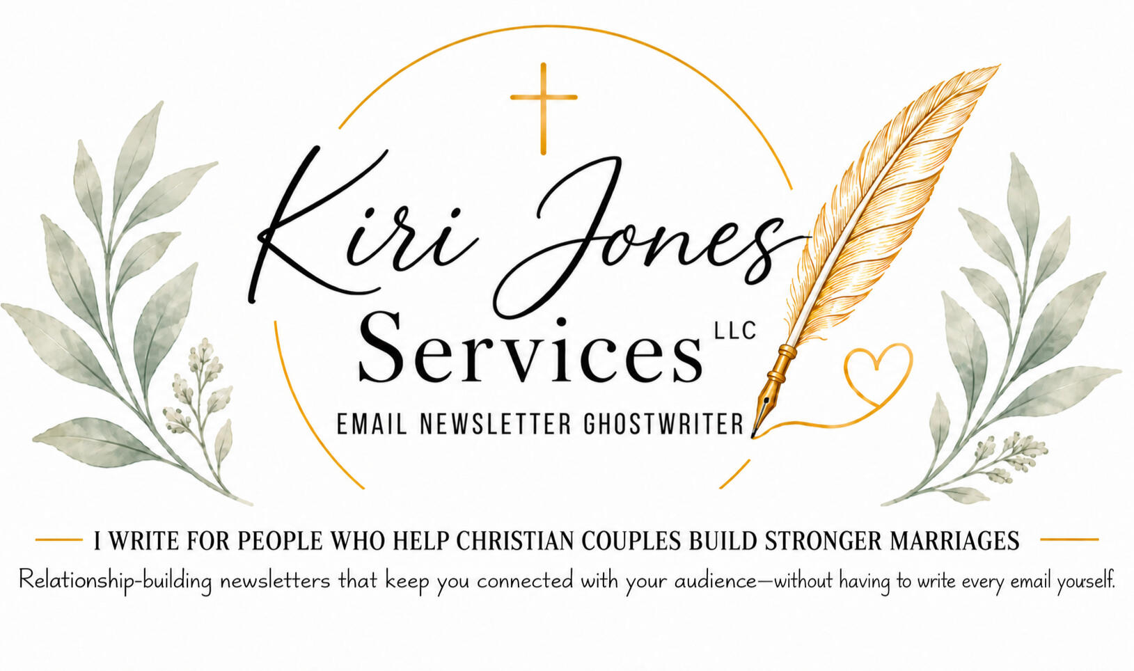 Kiri Jones Services — Email Newsletter Copywriter Website header for Kiri Jones, email newsletter copywriter writing for people who help Christian couples build stronger marriages